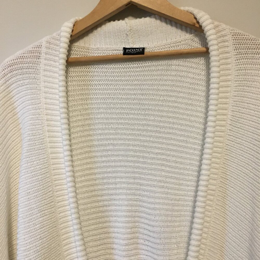 Point Zero White Knit Bat Sleeve Open Front Cardigan Medium Bohemian - Picture 4 of 16